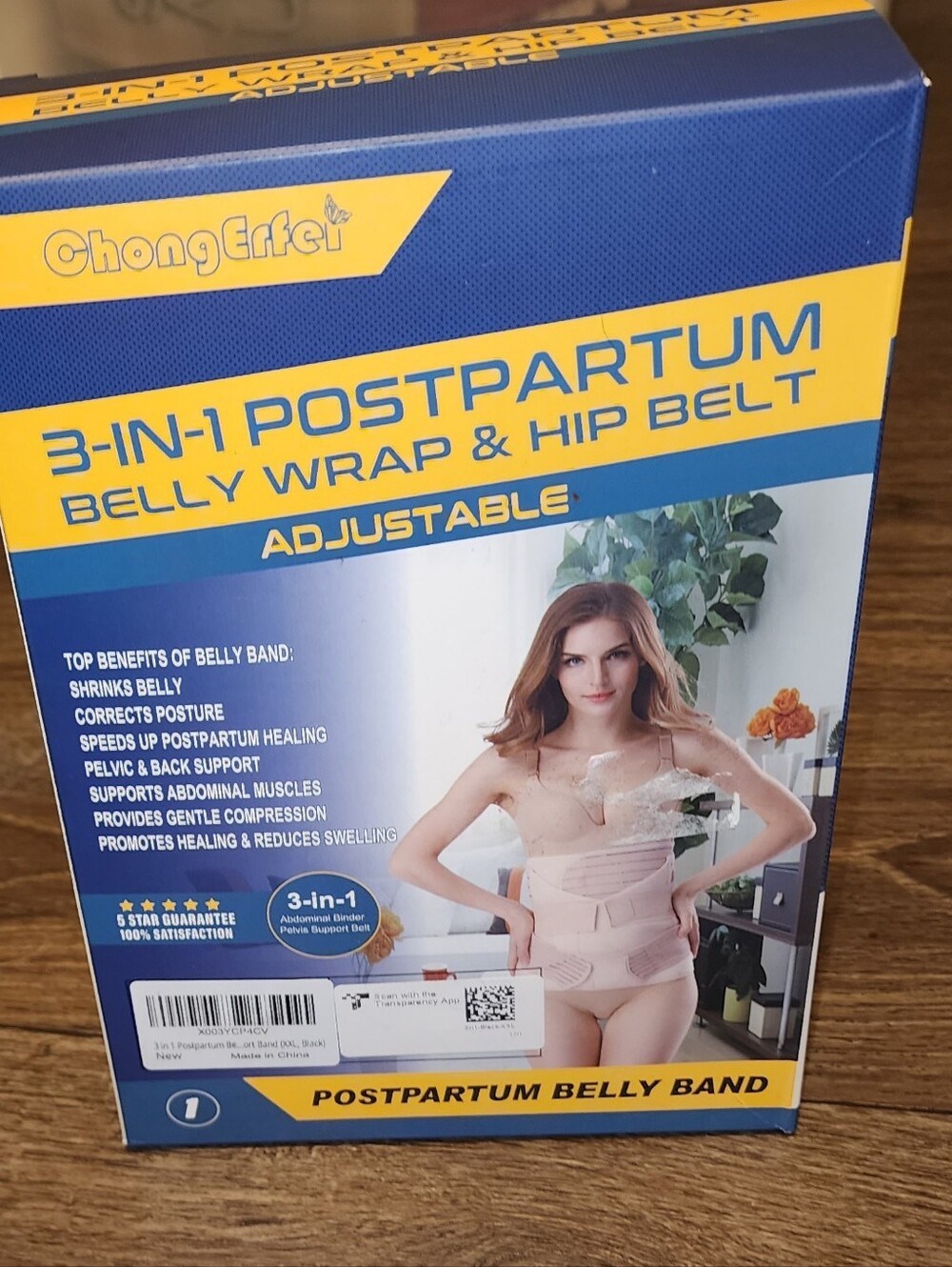 Adjustable 3-in-1 Postpartum Belly Wrap & Hip Belt Black XXL New